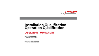 IQ/OQ documentation (questionnaire format - implementation by customer)